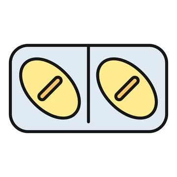 Blister pack containing two yellow medication tablets Stock Illustration