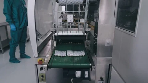 Blister pack machine in supplement drug manufacture Stock Footage 76755084