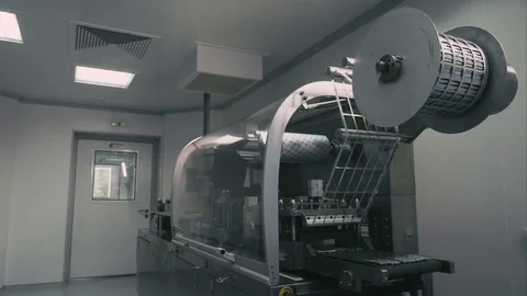 Blister pack machine in supplement drug manufacture Stock Footage 77238216
