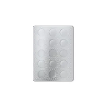 Blister pack mockup with empty round cells for pills in three rows. Stock Illustration