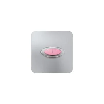 Blister pack packaging with one oblong pink pill, vector illustration. Ilustración de archivo