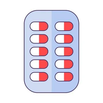 Blister Pack With Pills Icon Rectangular Plate Stock Illustration