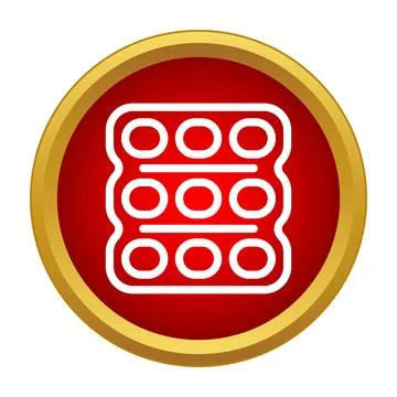 Blister pack of pills inside a red circular frame Stock Illustration