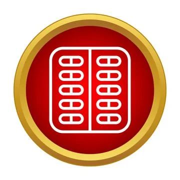 Blister pack with pills in a red circle icon Stock Illustration