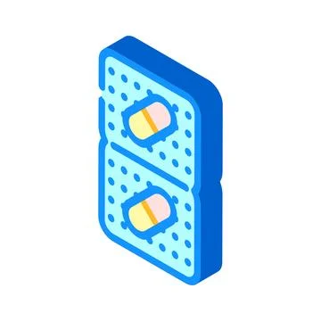 Blister pack plastic package isometric icon vector illustration Illustrazione stock