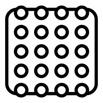 Blister pack showing round pills or capsules arranged in grid pattern Illustrazione stock