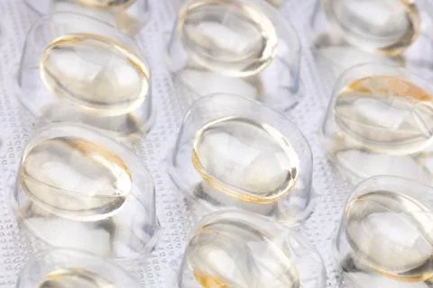 Blister pack with translucent gel capsules Stock Photos