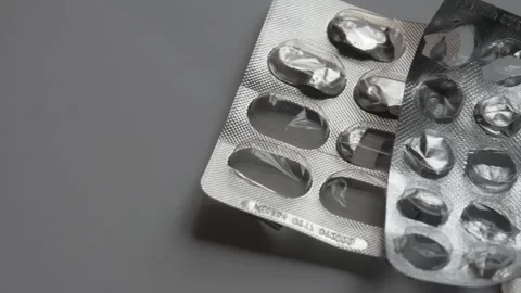 Blister packaging from medicines close-up, panoramic shooting. 스톡 동영상 99224449