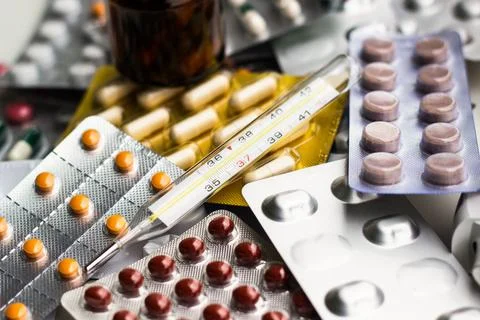 Blister packs background Stock Photos