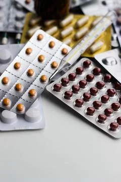 Blister packs background Stock Photos