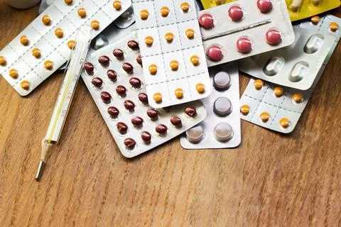 Blister packs background Stock Photos