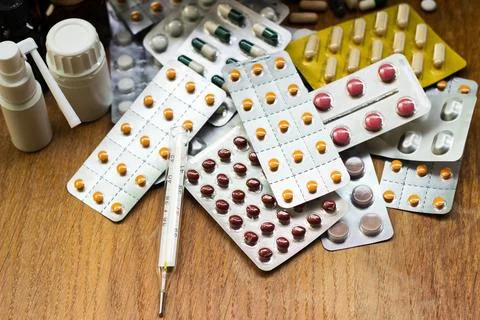 Blister packs background Stock Photos