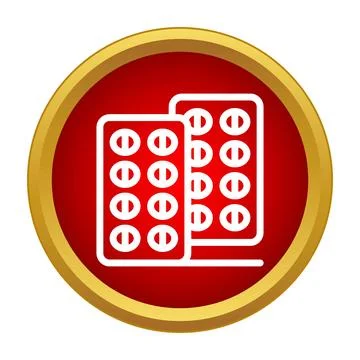 Blister packs of medication inside a red circle icon Stock Illustration