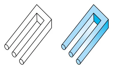 Blivet, impossible trident, optical illusion Stock Illustration
