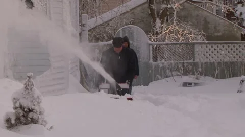 Blizzard aftermath Snow clearing Stock Footage 21266724