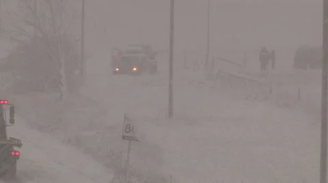 Blizzard and snow storm scenes from Canadian cold winter in Ontario Stock Footage 48830721