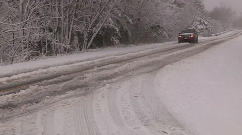 Blizzard and snow storm scenes from Canadian cold winter in Ontario Stock Footage 48832632
