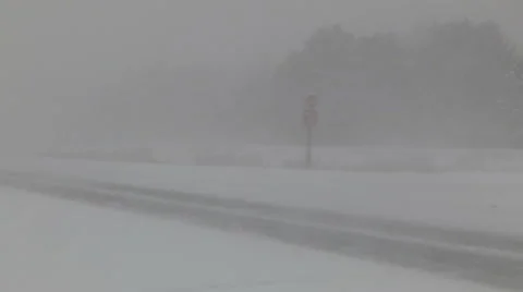 Blizzard and snow storm scenes from Canadian cold winter in Ontario Stock Footage 48846151