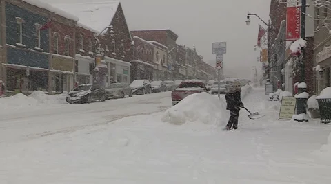 Blizzard and snow storm scenes from Canadian cold winter in Ontario Stock Footage 48846276