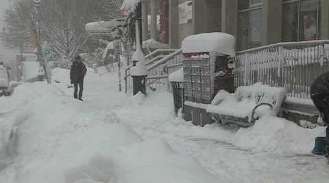 Blizzard and snow storm scenes from Canadian cold winter in Ontario Stock Footage 48846397