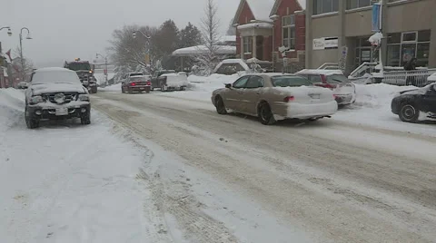 Blizzard and snow storm scenes from Canadian cold winter in Ontario Stock Footage 48846409