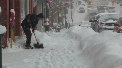 Blizzard and snow storm scenes from Canadian cold winter in Ontario Stock Footage 48846458