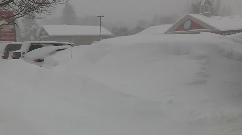 Blizzard and snow storm scenes from Canadian cold winter in Ontario Stock Footage 48846635