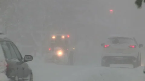 Blizzard and snow storm scenes from Canadian cold winter in Ontario Stock Footage 48846647