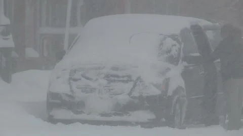 Blizzard and snow storm scenes from Canadian cold winter in Ontario Stock Footage 48846678