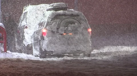 Blizzard and snow storm scenes from Canadian cold winter in Ontario Stock Footage 48846727