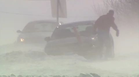 Blizzard and snow storm scenes from Canadian cold winter in Ontario Stock Footage 48847716