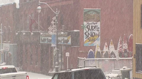 Blizzard and snow storm scenes from Canadian cold winter in Ontario Stock Footage 48848020