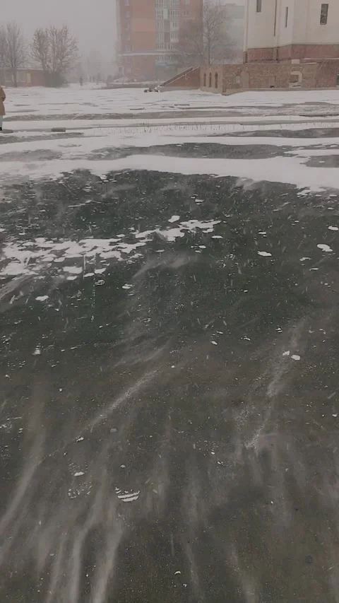 Blizzard on the asphalt Stock Footage 169859622