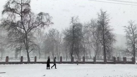Blizzard in the city Stock Footage 234978771