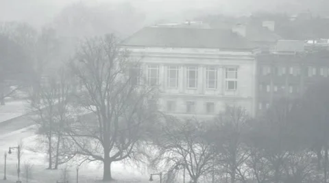 Blizzard on college campus Stock Footage 47991872