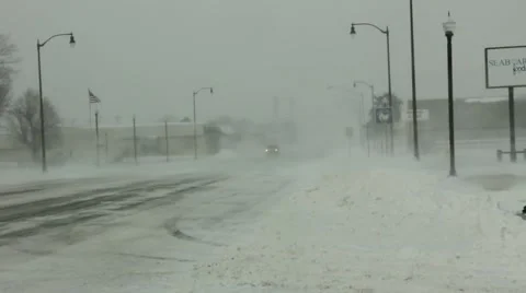 Blizzard Conditions on Highway Video stock 40713267
