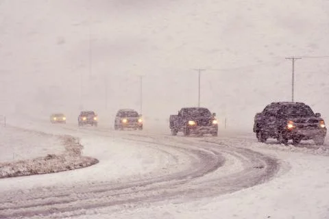 Blizzard driving Stock Photos