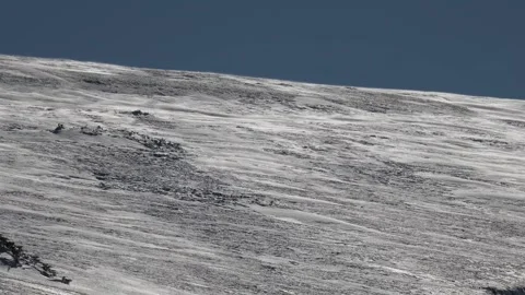 Blizzard erosion patterns on snow surface shaped by strong winter wind Stock Footage 339588941