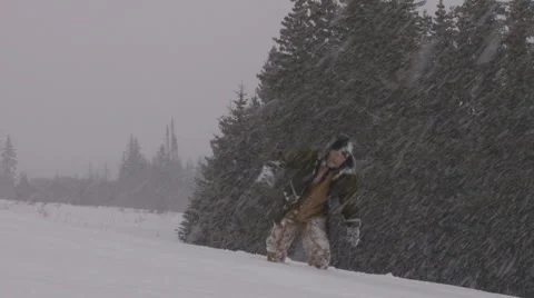 Blizzard Hiker #4 of 4 스톡 동영상 2289412
