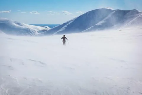 +++A blizzard in the mountains Stock Photos