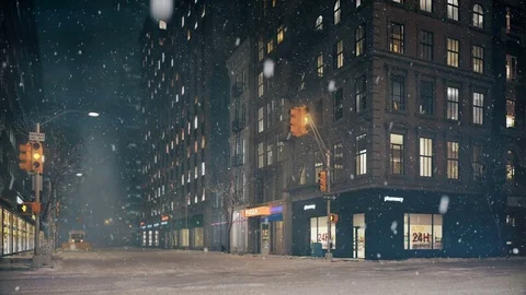 Blizzard in new york city. loop able. 3d rendering Stock Footage 84168508