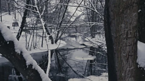 Blizzard Over Frozen River. Version 1 Stock Footage 300035562