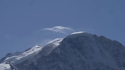 Blizzard Over Mountains. Time Lapse. Harsh Wild Environment. Winter Landscape Stock Footage 121745521