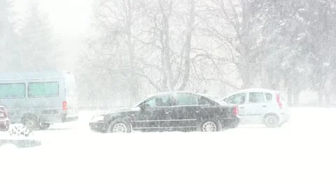 Blizzard on the road Stock Footage 22235255