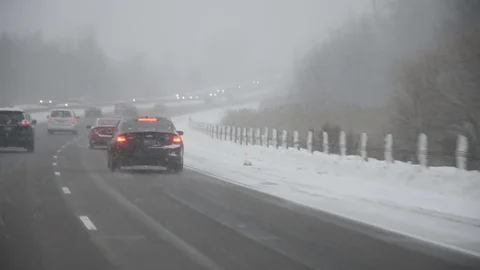 Blizzard on the road Video stock 84778544