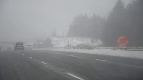 Blizzard on the road Stock Footage 84778688