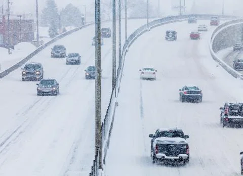 Blizzard on the road Stock Photos