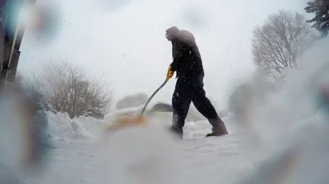 Blizzard Shoveling Timelapse Stock Footage 64143520