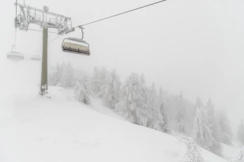 Blizzard on ski resort Stock Photos