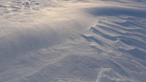 Blizzard on a snow background of the frozen surface of the river in twilight Stock Footage 73659749